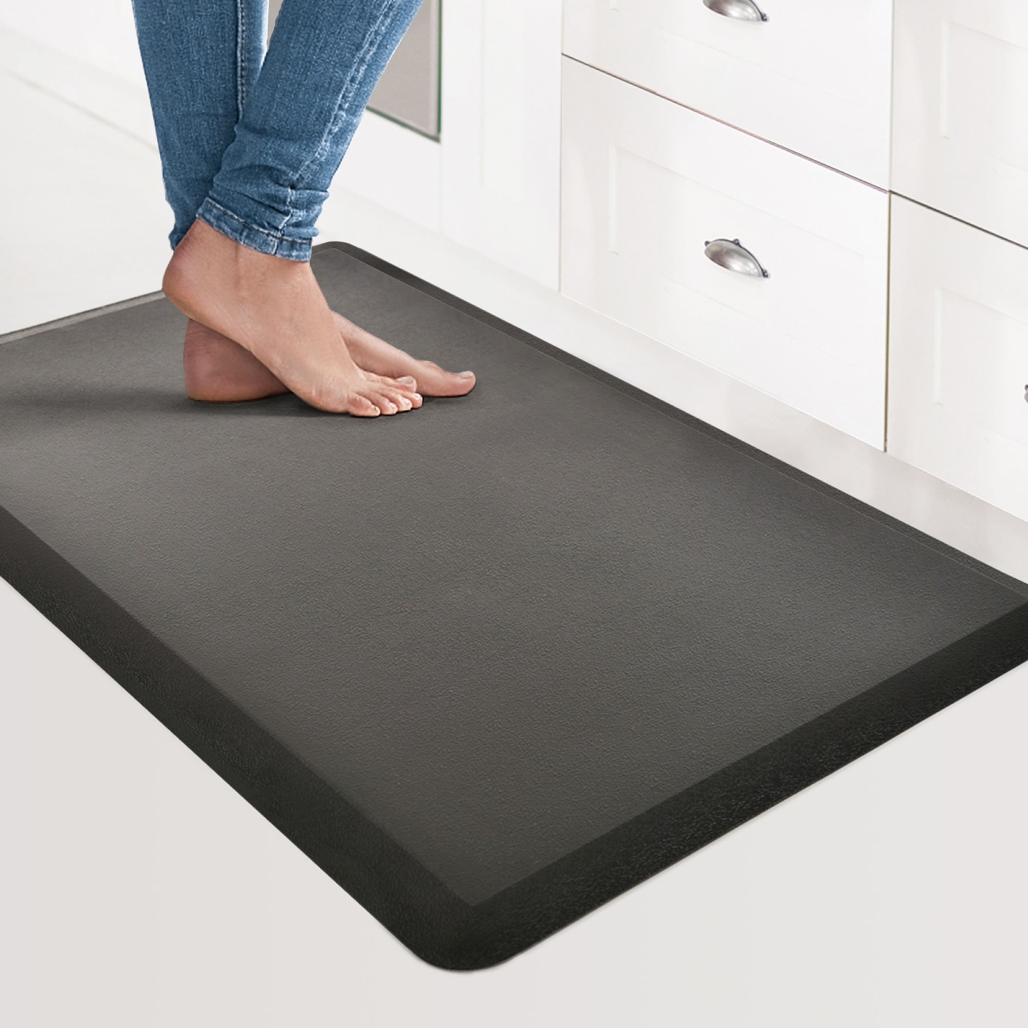 FEATOL Anti Fatigue Comfort Mat – Thick Non-Slip Bottom Kitchen Mat for  Office Stand Desk, Kitchens, and Garages - Relieves Foot, Knee, and Back  Pain