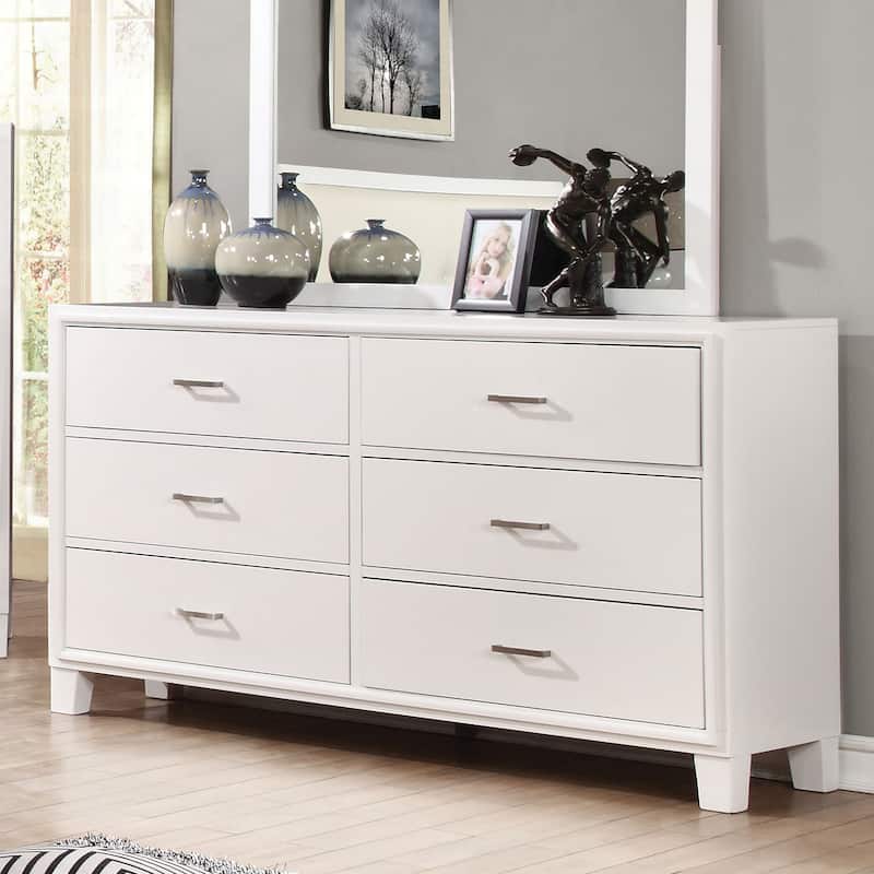 Cody Contemporary 56-inch Wide 6-Drawer Solid Wood Dresser by Furniture of America - White