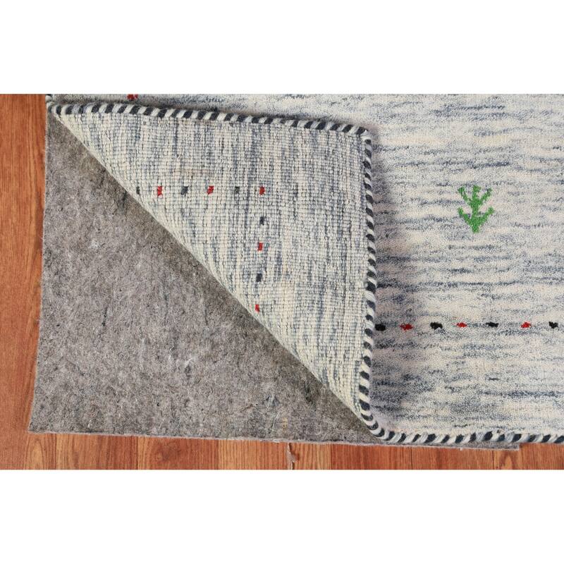 Hand Knotted Oriental 100% Wool Carpet Tribal Stripe Beige & Ivories Gabbeh Area Rug - 4' 9'' X 3' 1''