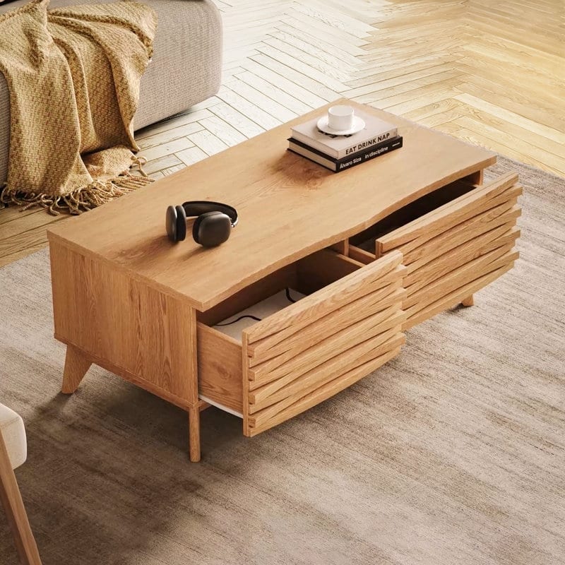 Studio London Zappa 2 Drawer Oak Wooden Coffee Table with Storage