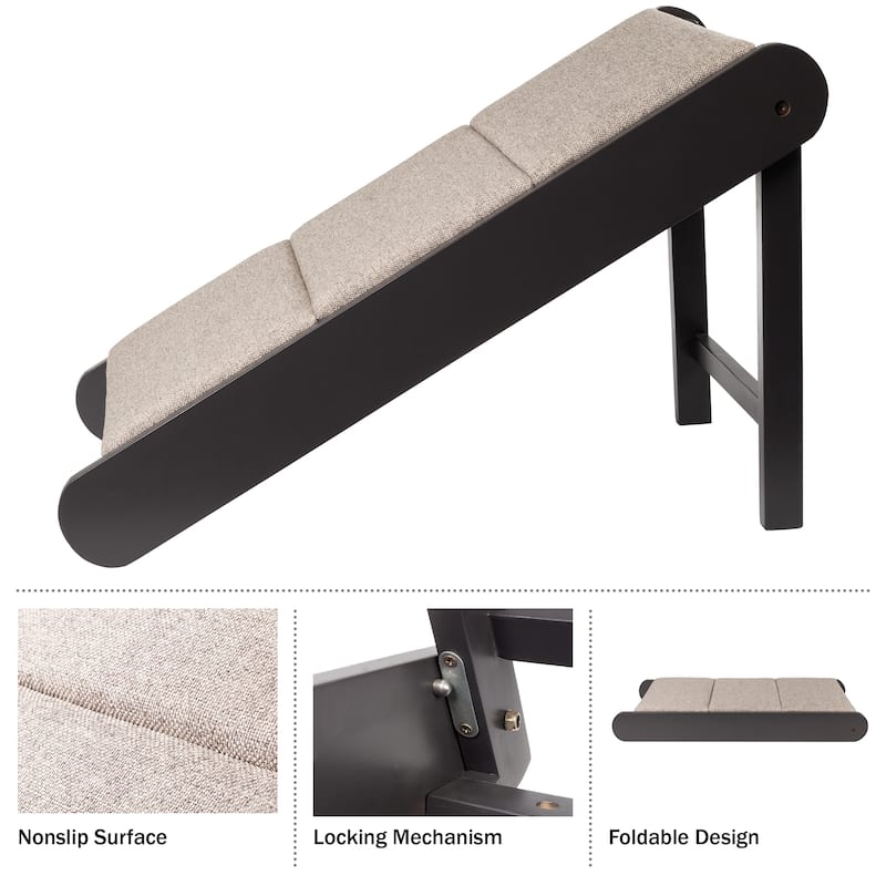 Petmaker Foldable Wooden Dog Pet Ramp for Bed, Couch, or Vehicles