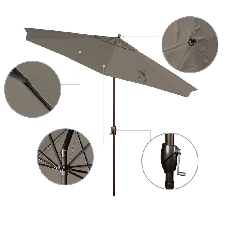 North Bend 9-foot Crank Open Auto-tilt Bronze Finish Patio Umbrella by Havenside Home (Base not included)