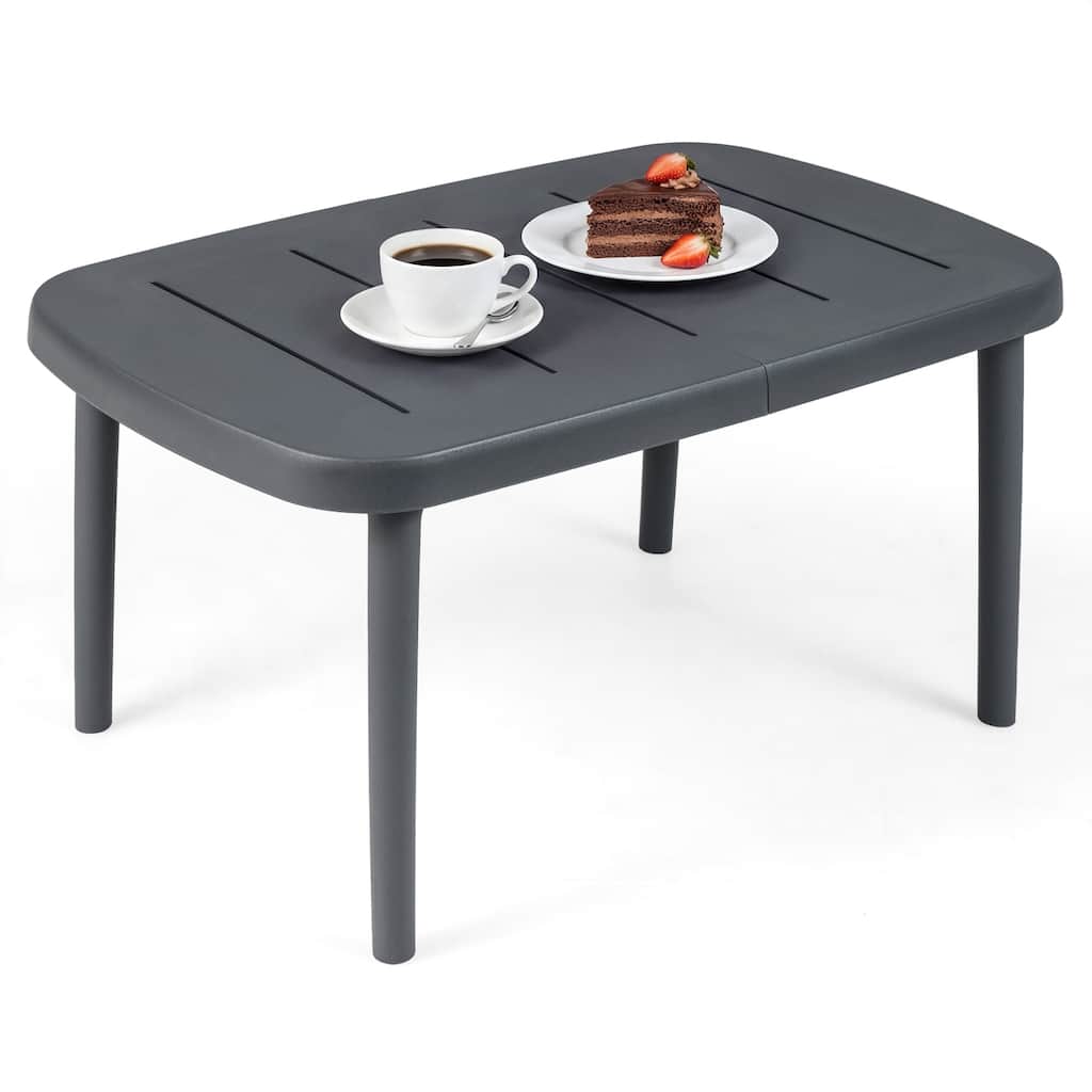 Gymax Outdoor Coffee Table Rectangular Patio Storage Table w/ Aluminum