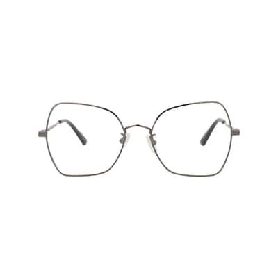 McQ Alexander McQueen Square-Frame Metal Optical Frames, Transparent Lens, Shiny Dark Ruthenium Frame