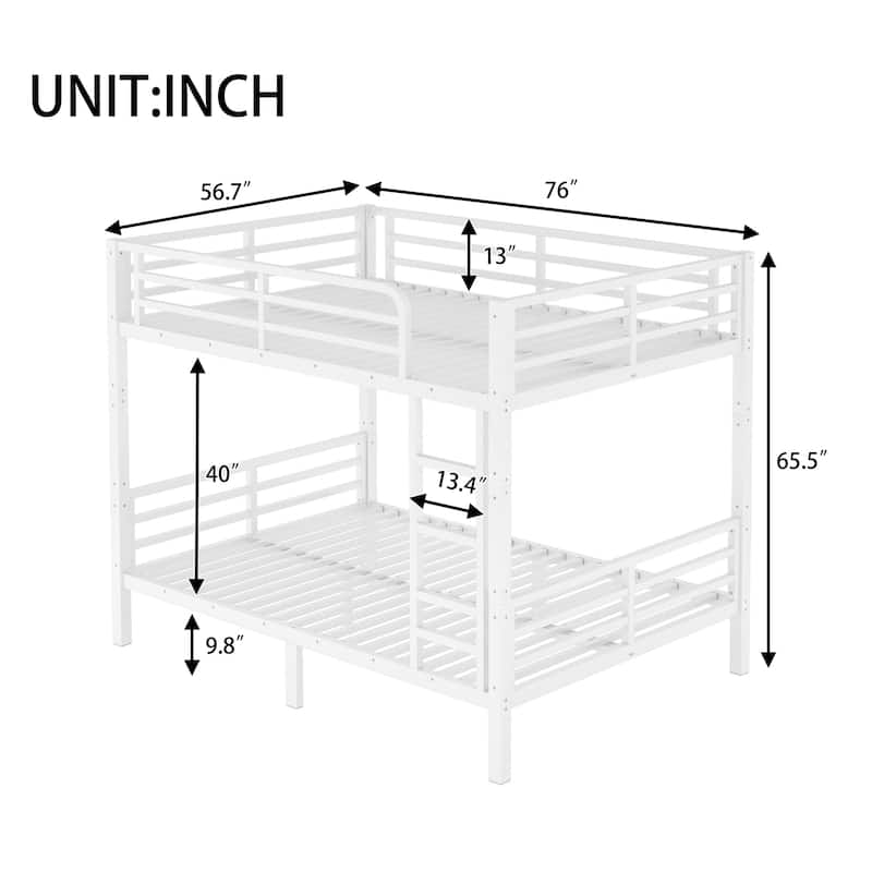 Metal Bunk Bed for Teens and Adults White Space Saving Noise Reduction