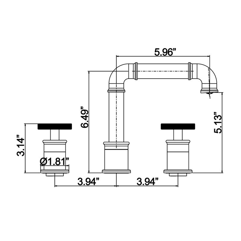 Modern Deck Mounted Bathroom Faucet Widespread with 2-Handle in Black