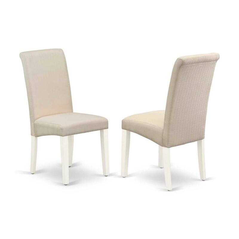 Rustic Dining Set 5pc - Rectangle Table with Leaf & 4 Cream Parson Chairs - 84