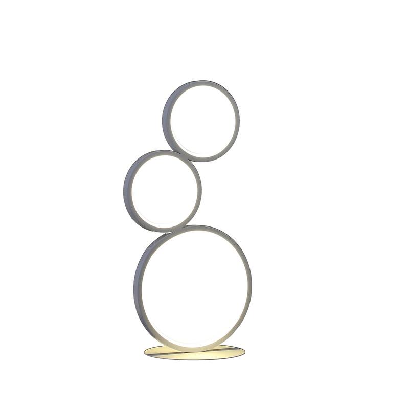 White Metal Round Table Lamp with Integrated LED and In Line Switch - 15” x 6.25” x 17” (D x W x H)