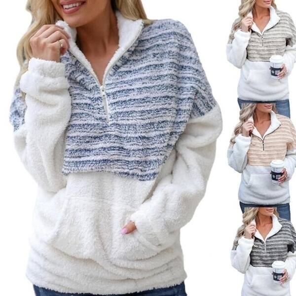 Women S Cozy Oversize Fluffy Fleece Sweatshirt Pullover Outwear Overstock