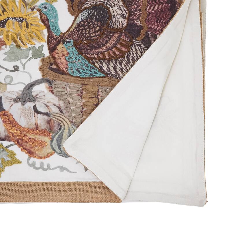 Embroidered Turkey Table Runner - 16"x72"