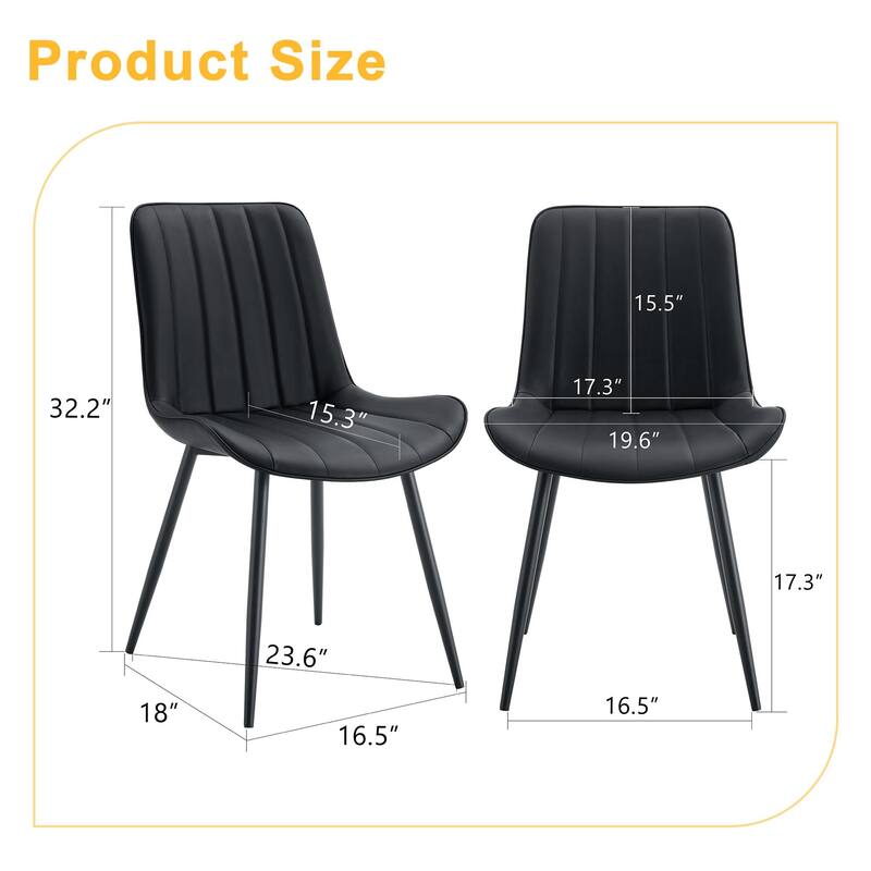 Dining Chair Set of 4, Vertical Striped Backrest Dining Chair with Metal Legs Leisure Chair for Dining Room kitchen