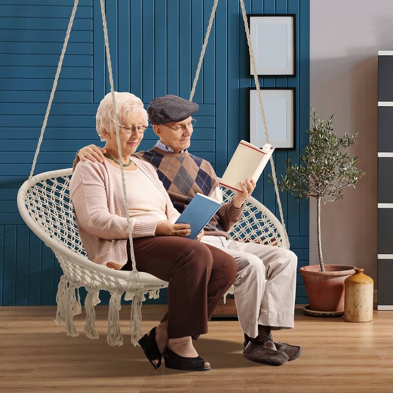 Sorbus Lounge Chair Macrame Swing, Perfect for Indoor/Outdoor Home, Patio, Deck, Yard, Garden (Double Swing)