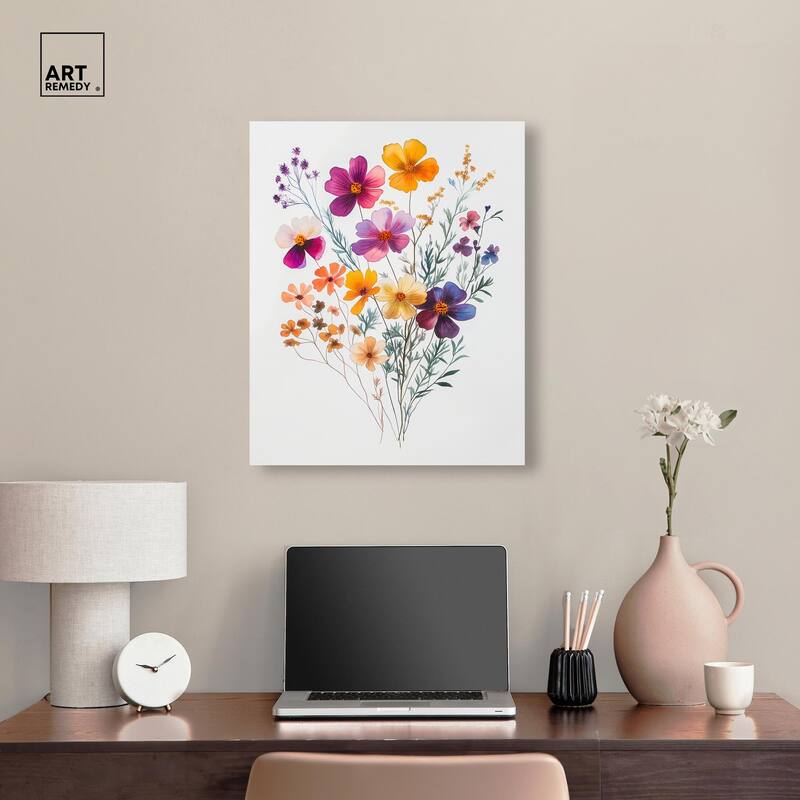 Watercolor Wildflower Canvas by Art Remedy, Gallery Wrapped