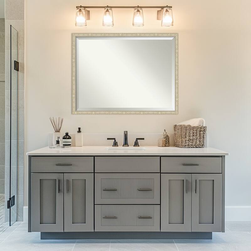 Lila Beveled Wood Framed Bathroom Vanity Wall Mirror