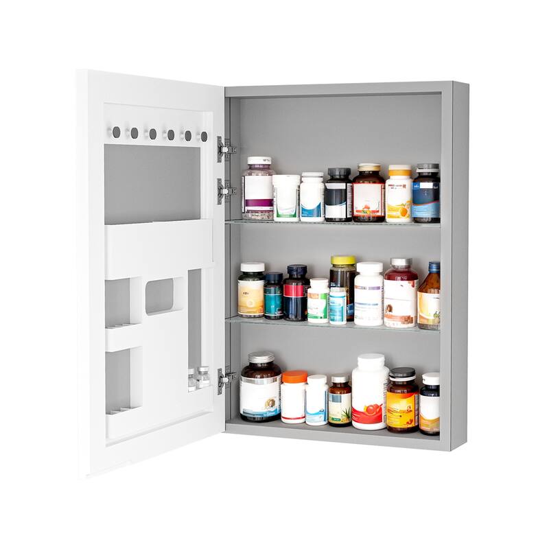 Bathroom Mirror Medicine Cabinet Recessed or Surface Mount with Adjustable Shelves - 20x5x28 inch