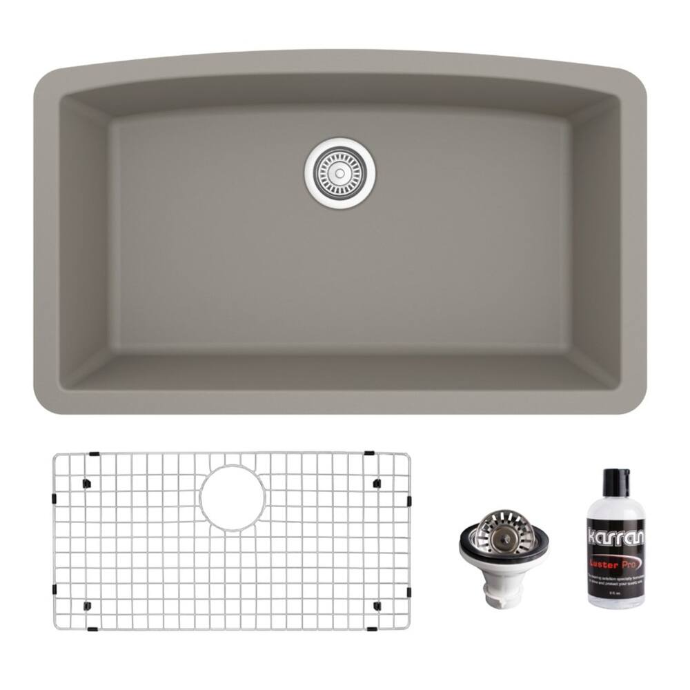 Karran Undermount Quartz 32 in. Single Bowl Kitchen Sink Kit