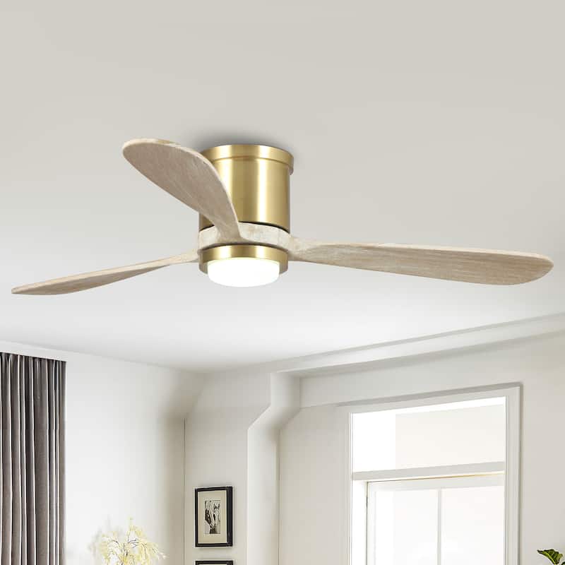 52" Gold Low Profile Smart Ceiling Fan with Light and Remote Control, App Control, Voice Control