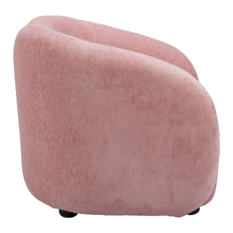 HomeRoots 36" Pink And Black Faux Shearling And Upholstered Arm Chair - 36' X '28' X '33