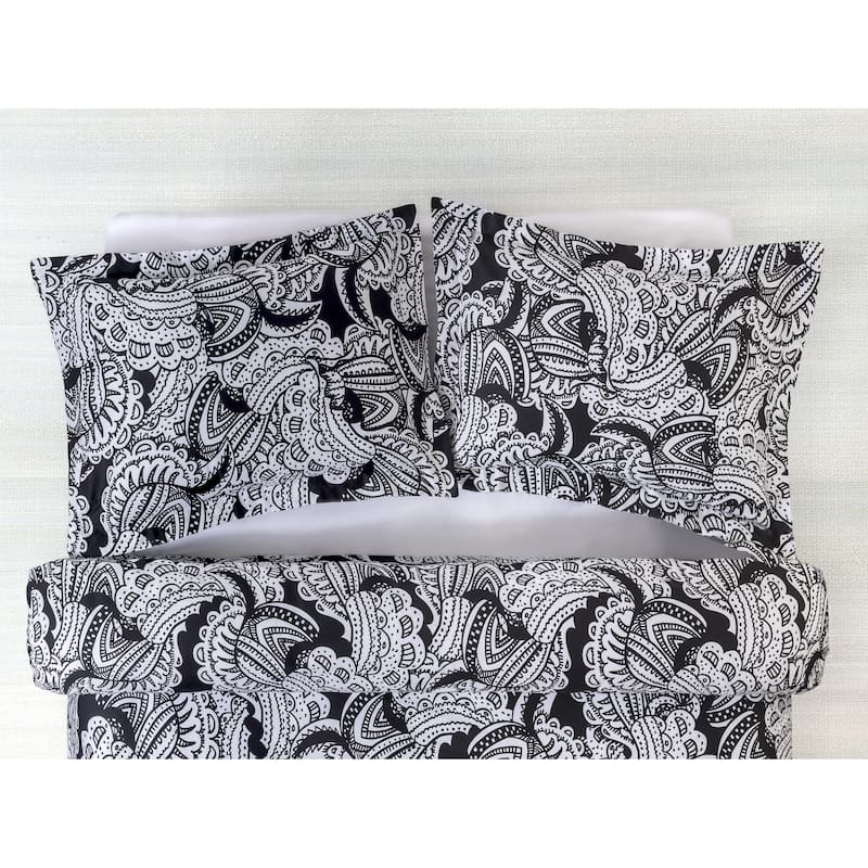 Brooks Brothers Black & White Paisley Cotton Sateen Sham Case Pair