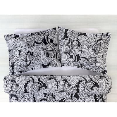 Brooks Brothers Black & White Paisley Cotton Sateen Sham Case Pair
