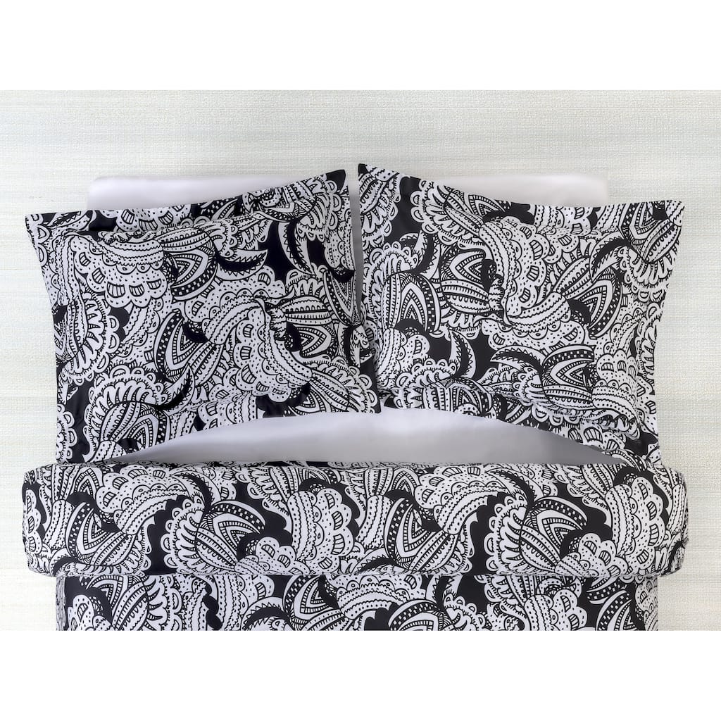 Brooks Brothers Black & White Paisley Cotton Sateen Sham Case Pair
