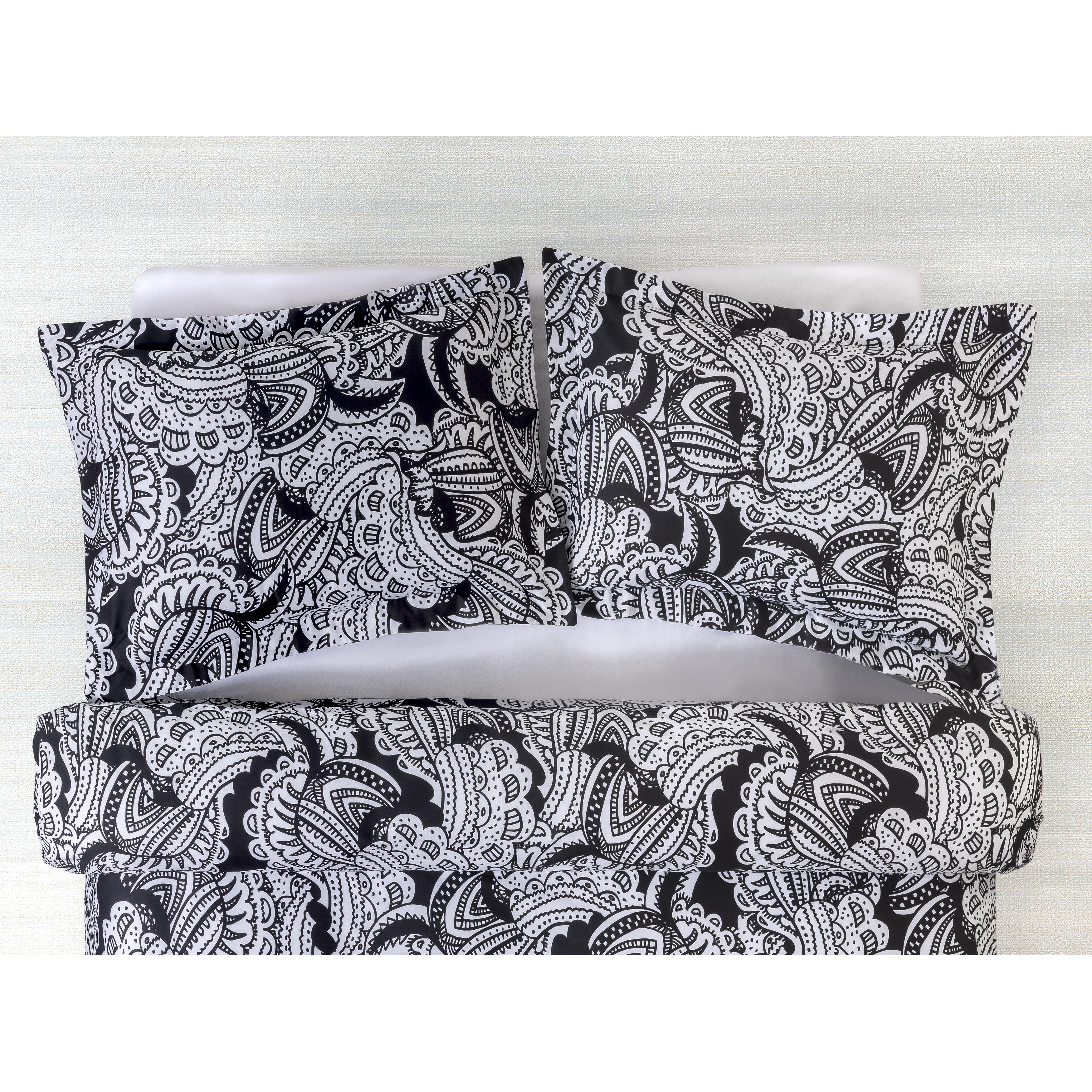 Brooks Brothers Black & White Paisley Cotton Sateen Sham Case Pair