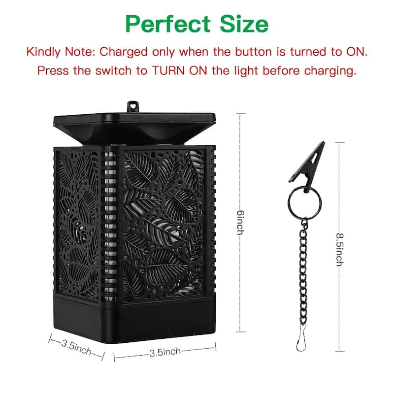 WaLensee Outdoor Solar Lantern Light with Flickering Flame (Set of 2)