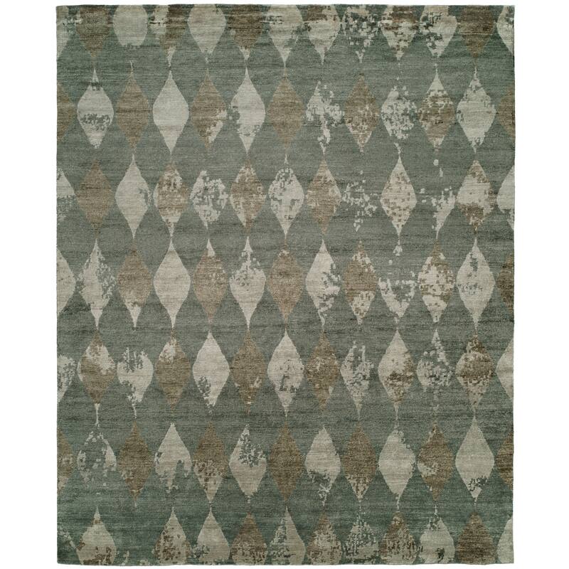 Modern Grey Hand-Knotted Viscose Area Rug - 2' x 3' - Grey