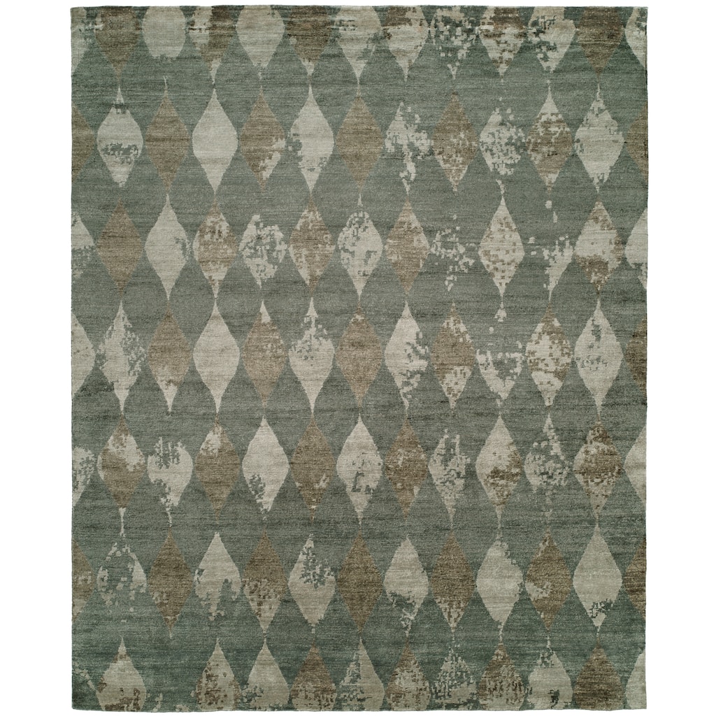 Modern Grey Hand-Knotted Viscose Area Rug