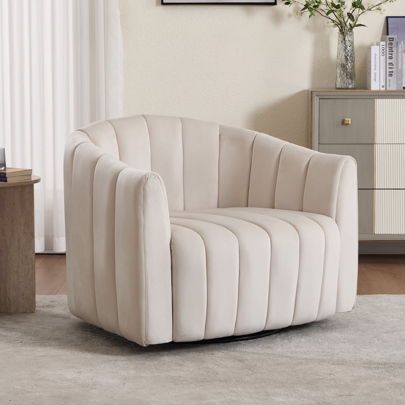 40.4"W Upholstered Swivel Accent Chair Set of 2,Modern Swivel Single Sofa Chair with Pillows