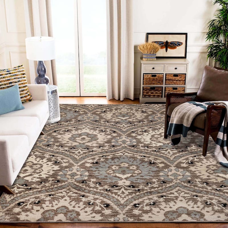 Superior Augusta Vintage Floral Damask Indoor Runner or Area Rug