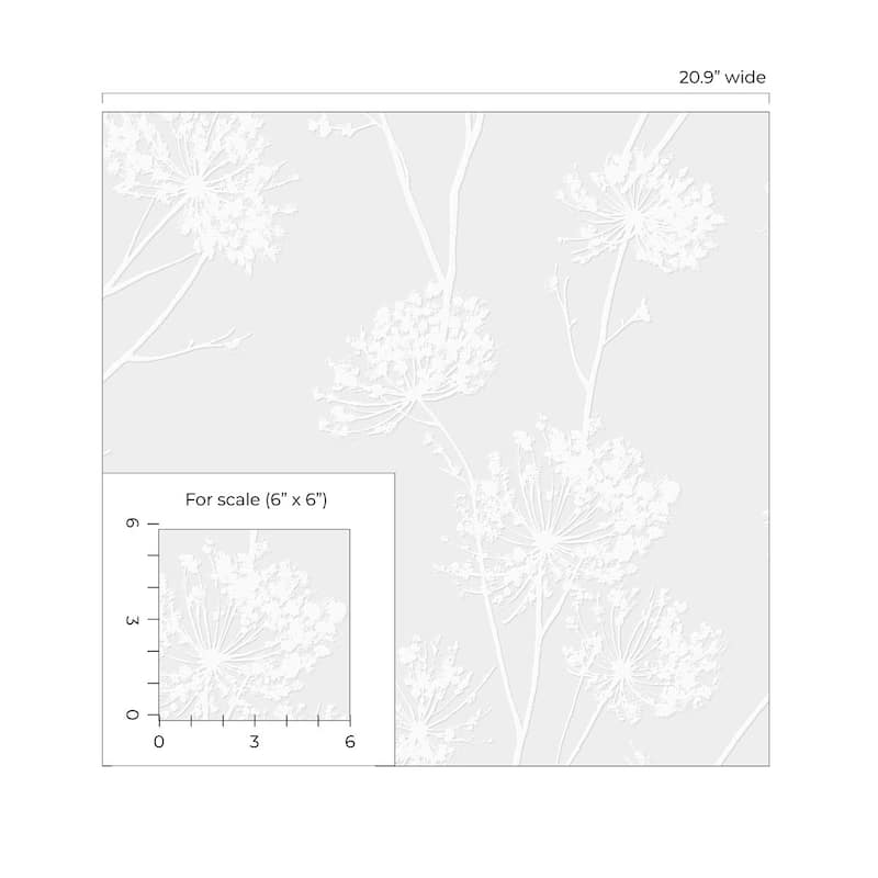 Seabrook Designs Off-White Dandelion Fields Paintable Unpasted Wallpaper - 20.9 in. W x 33 ft. L