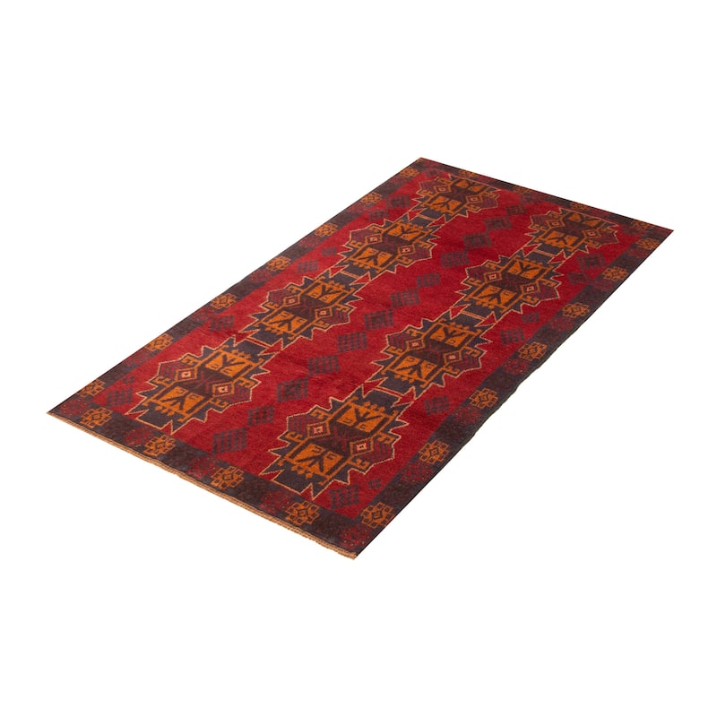 ECARPETGALLERY Hand-knotted Baluch Red Wool Rug - 3'5 x 6'7