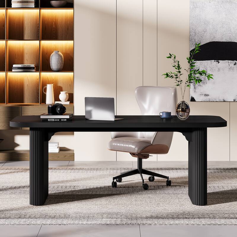 Large Wood Executive Desk, Modern Computer Desk, Home Office Workstation Boss Desk