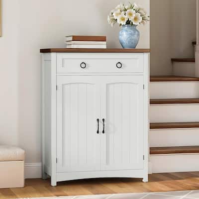 Moasis 5-Tier Farmhouse Shoe Cabinet with Drawer and Door, 20 Pairs Shoes Storage Organizer for Entryway