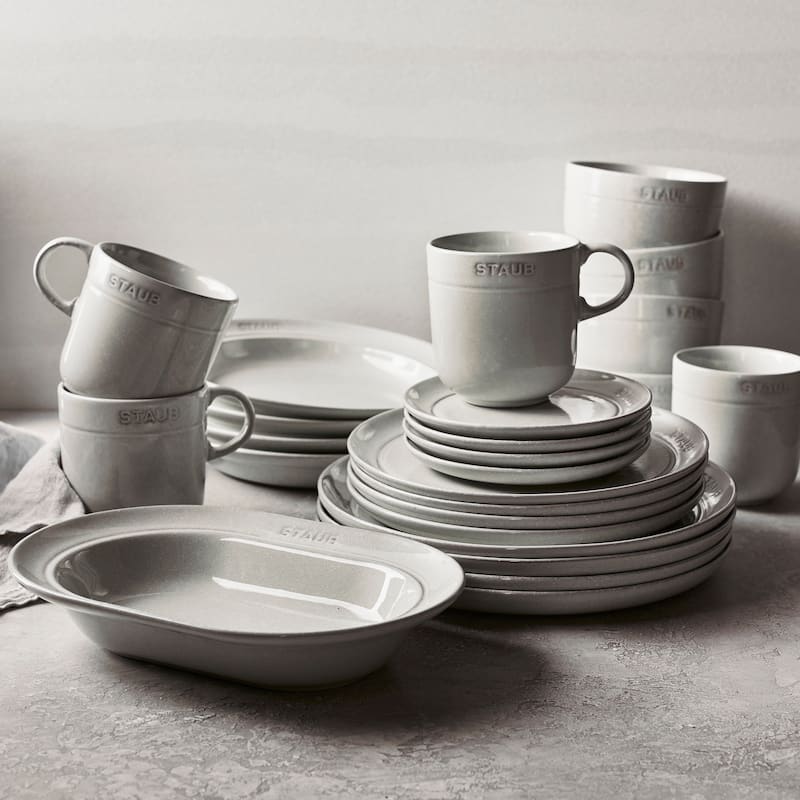 Staub Ceramic 12-pc Dinnerware Set - White Truffle - White Truffle