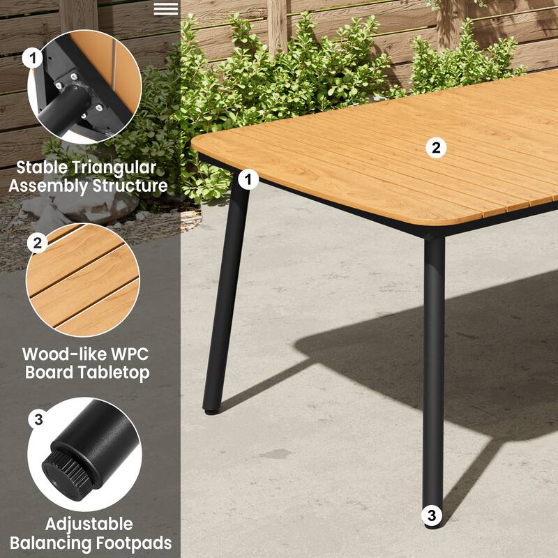 Outdoor Patio Dining Table Rectangular Aluminum Outdoor Table for 6/8/10 Person