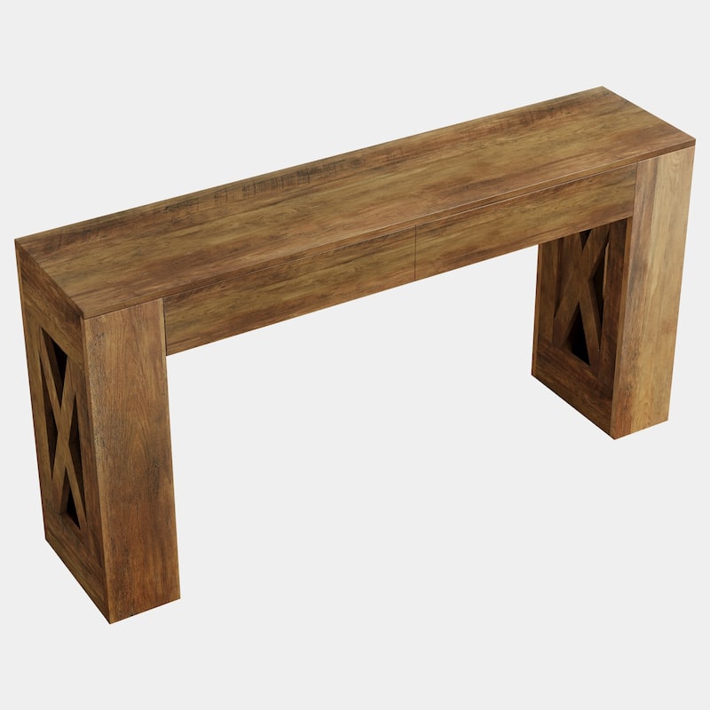 63-Inch Long Console Table, Entryway Table with 2 Drawers, Sofa Table Behind Couch for Entrance, Hallway, Living Room