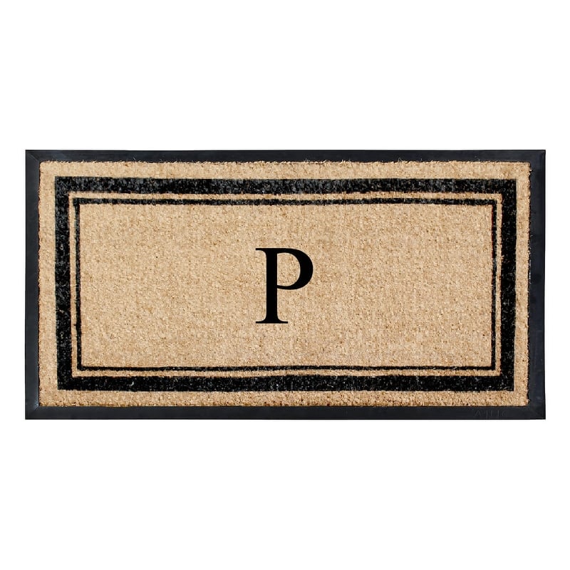A1HC Picture Frame Natural Rubber & Coir Large Monogrammed Doormat 24"x48" - P