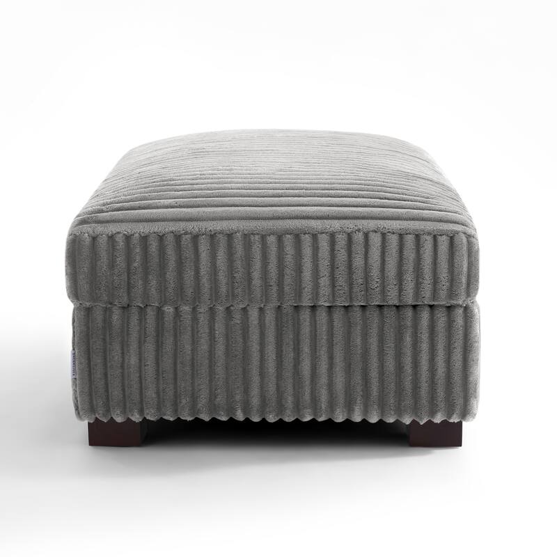 41" W Plush Corduroy Upholstered Rectangular Ottoman