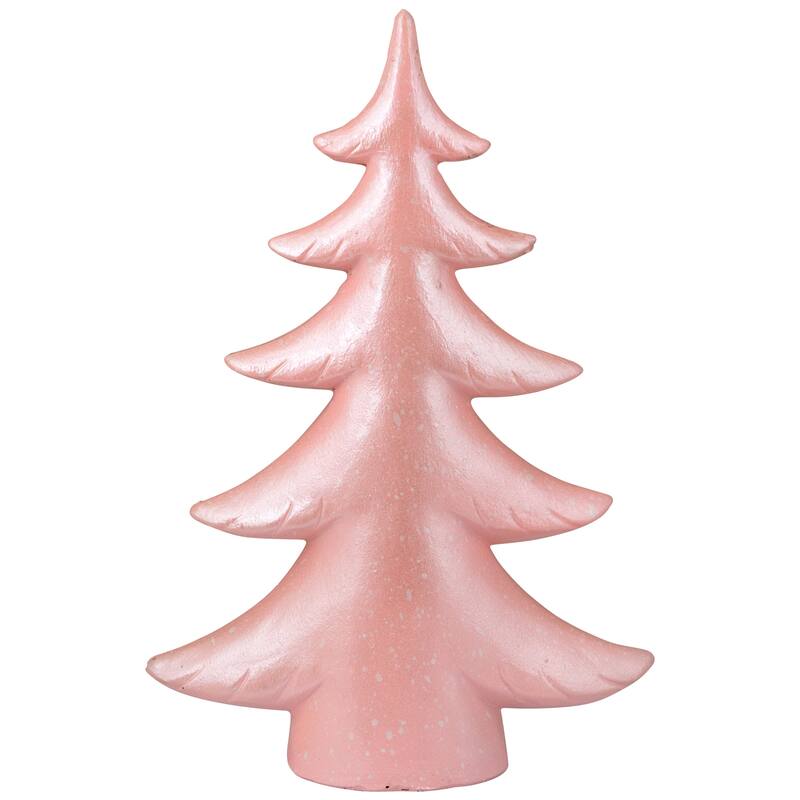 Snowy Shiny Christmas Tree Tabletop Decoration - 10" - Light Pink