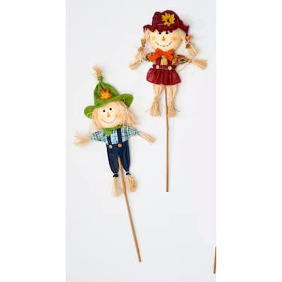 31" Scarecrow on Stick, Set of 2