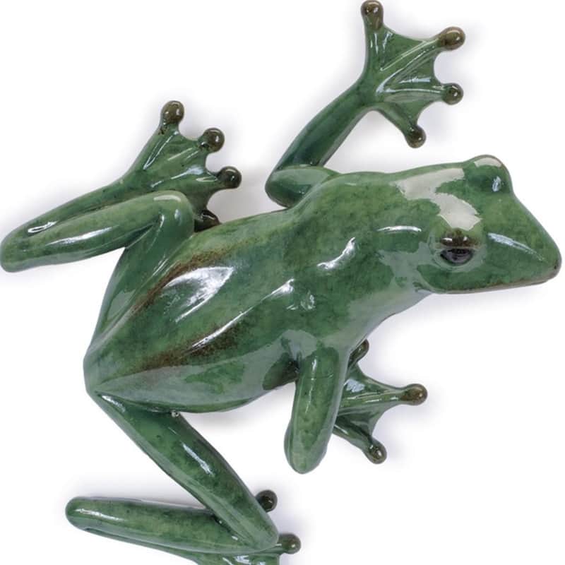 HomeRoots Set of Two Stone Garden Green Frog Resin Hanging Dimensional Sculptures