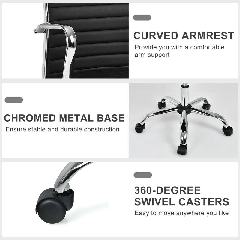 Gymax PU Leather Office Chair High Back Conference Task Chair