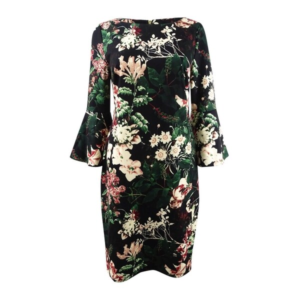 calvin klein floral bell sleeve sheath dress