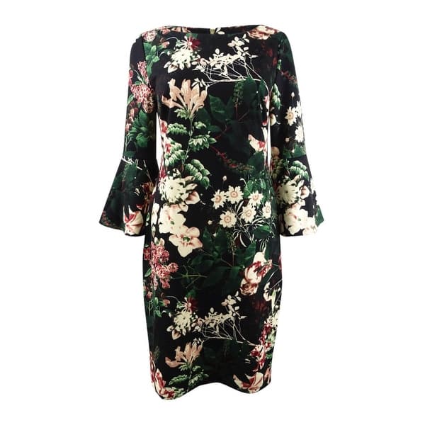 Calvin Klein Women's Petite Floral Bell-Sleeve Sheath Dress - Bed Bath &  Beyond - 41459947