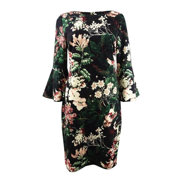Calvin klein floral bell sleeve sheath dress outlet