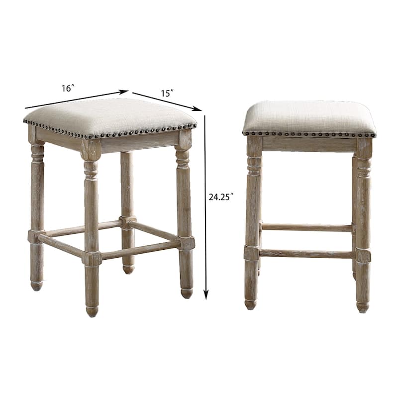 Wood Upholstered Bar Stools,Set of 2