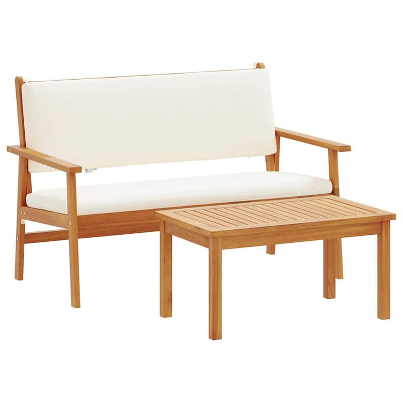 vidaXL Garden Bench with Cushions Solid Wood Acacia - 25.2 x 47.2 x 31.1