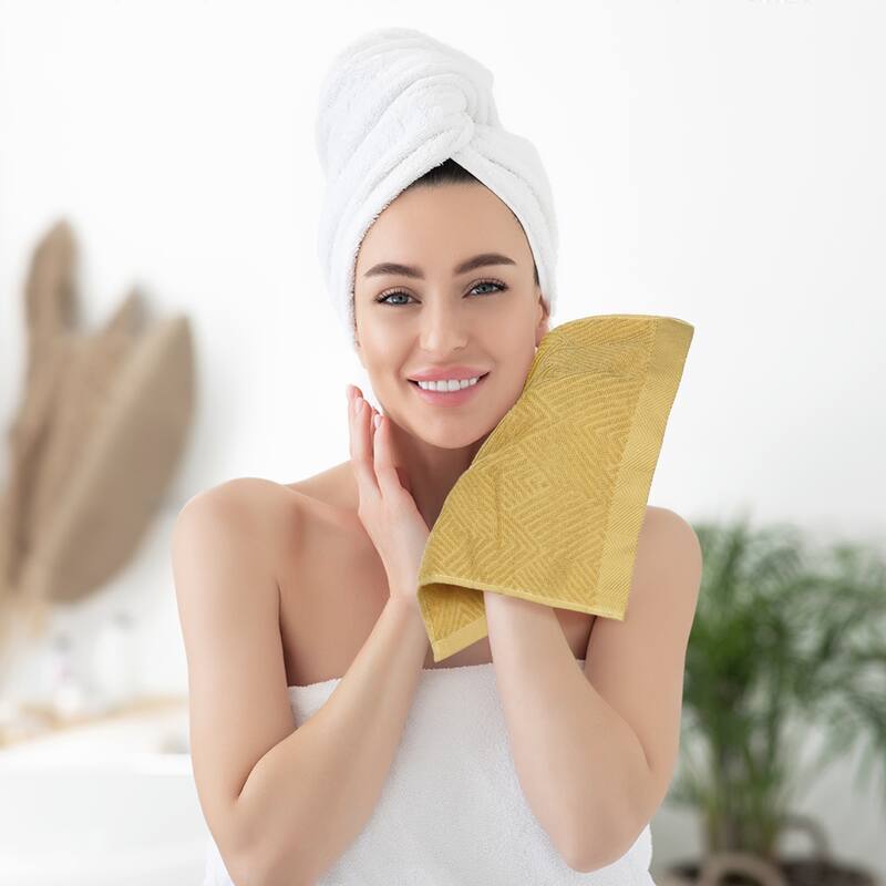 12 Pack Striped Bath Washcloths Set, Cotton, Body and Face Towels for Hotel, Spa, Bathroom 14" x 14"